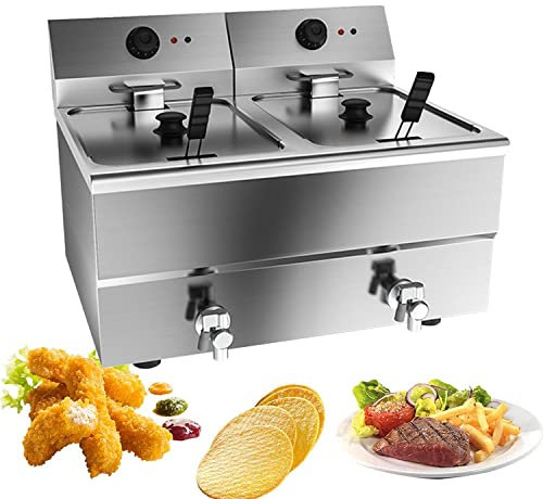 Generic Friggitrice a gas Friggitrice, padella elettrica, friggitrice con cestello rimovibile Riscaldamento professionale, friggitrice ad aria per acciaio inossidabile commerciale per patatine fritt