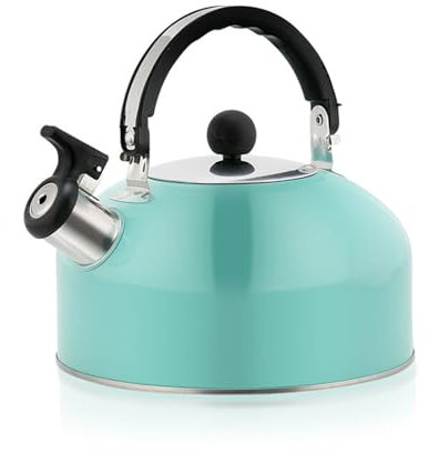 NISMIA Poignée Fixe de Protection Thermique, sifflante en Acier Inoxydable Bouilloire à sifflet, pour Tous Feux Dont Induction,Bleu,3L
