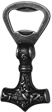 OIDEA Apribottiglie vichingo Martello Thor: apribottiglie in acciaio inox con design a nodo celtico e mitologia di Odino vintage nero - per aprire bottiglie in bar e feste