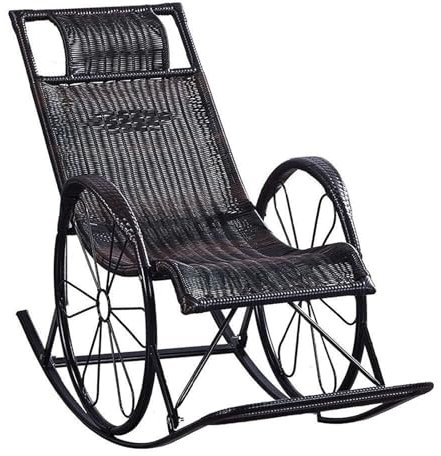 LHOONBB Rattan Arm Outdoor Schaukel Erwachsene Nap Lounge Alter Mann Schaukel Indoor Freizeit Sonnenliege Garten Liege