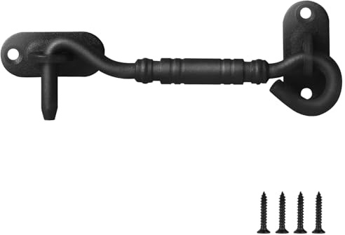 Scheunentürschloss, Haken und Ösen, Türriegel für Fenster, Scheunen, Kabine, Schiebetüren, Doppeltore, Garagentüren, Schuppentüren, 10,2 cm, massiver Edelstahlriegel, mattschwarz, 1 Stück