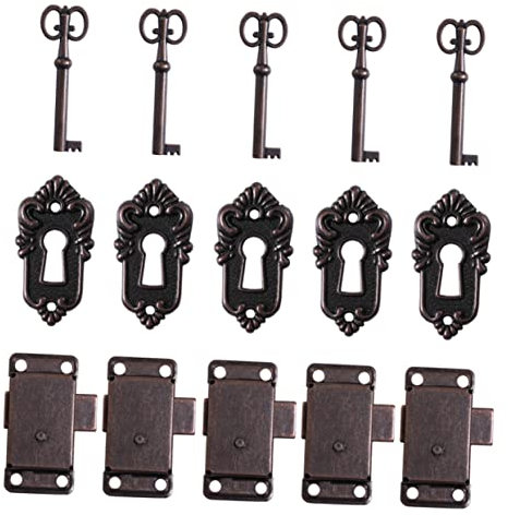 WATIIFUFU 5sätze Antikes Schloss Für Schränke Schmuckschatullen Weinkisten Aufbewahrungsboxen Möbelschlösser Mit Schlüssel Vintage-retro-design Rostfrei Installieren