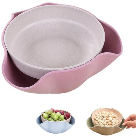 Shell Collecting Snack Bowl,Pistachio Bowl with Shell Storage,Muschel Sammeln Snack Bowl,Pistazienschale mit Shell Lagerung,Pistazienschale mit Stauraum,Dish Nuss Bowl,Snack -Serviergericht (Rose)