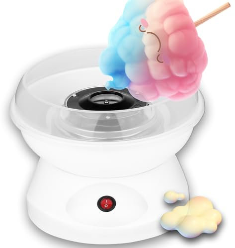 Cotton Candy Machine For Kids, Cotton Candy Maker With Bamboo Stick, Non-stick Plates, Portable Candy Floss Machine For Sugar Or Sweets, For Parties, Home, Gift, Fun Snacks Treat Maker white