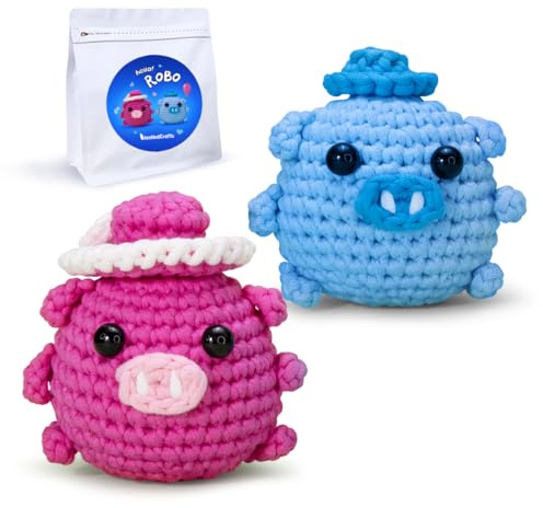 NestledCrafts Häkelset, Komplettes Häkelsets für Anfänger Erwachsene, Strickset, Weiches Garn, Geschenk zum Geburtstag, Inklusive Schritt-für-Schritt Videoanleitung, Anleitung(RoBo)