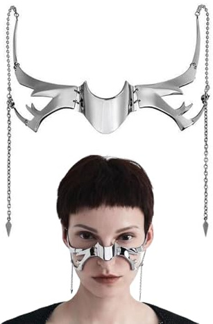 MOPZIJA Masque cyberpunk mécanique punk - Demi-masque irrégulier en métal - Accessoire de vêtements pour le visage - Costume d'Halloween, cosplay, demi-masque, bijou pour le visage, cosplay cyberpunk