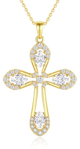 FANCIME Collier pour femme avec pendentif en forme de croix infini en argent sterling 925 avec zircons scintillants pour femmes et enfants, longueur de la chaîne réglable : 40 + 5 cm, 45 cm, Argent