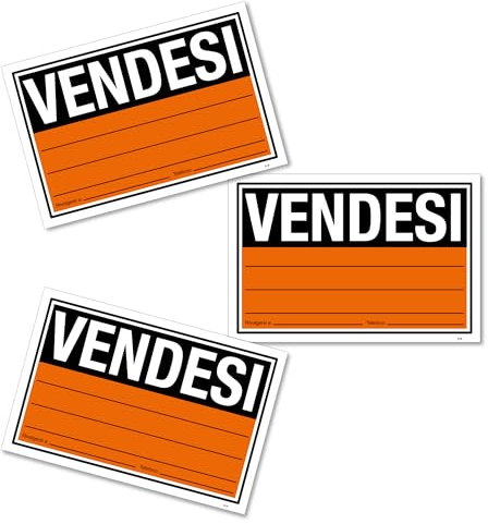 Set 3 Cartelli VENDESI 20x30 cm in PVC – Alta Visibilità per Immobili in Vendita – Impermeabili, Antiriflesso, Resistenti per Interni ed Esterni – Spazio per Contatti – Lunga Durata