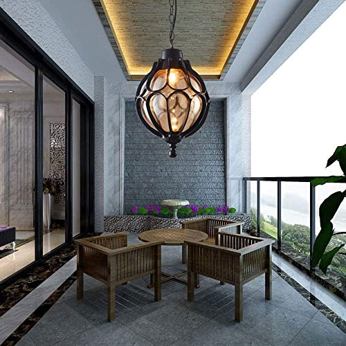 Vintage Boule Méditerranéenne Étanche Plafond Suspension Aluminium E27 Extérieur En Verre Globe Étanche À La Pluie Extérieur Lampes Suspendues Continental Villa Pavillon Raisin Cour Lustres decoration