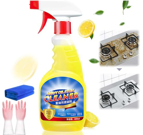 Detergente per macchie di olio multiuso, spray sgrassante per rimuovere l'olio da cucina, profumo di limone, sgrassatore, prodotti per la pulizia della cucina e del bagno