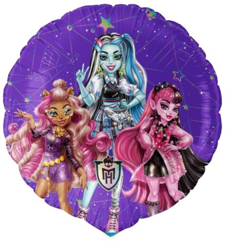 BeenSmile, Globos de Cumpleaños Monster High, Decoración de Cumpleaños, Globo de Helio o Aire Especial para Decorar Fiestas, Material muy Resistente, 46 Cm, 1 Unidad