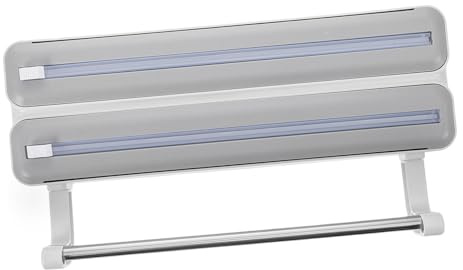 KOCKSHION Distributeur De Film Étirable Et Aluminium avec Porte-Papier Organisateur Mural pour Cuisine Propre Et Fonctionnelle Coupe Facile Et Design Moderne