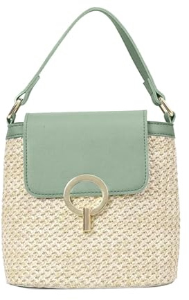 Generisch Stroh Handtasche Damen Basttasche Böhmische Strandtasche Korbtasche Damen Boho Tasche Kleine Strand Stroh Umhängetasche Sommer Handgewebt Geflochtene Tasche für Reisen Strand Urlaub (C)