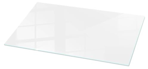 Tulup Glasplatte für Tisch 120x60 cm Tafelglas Dekoration für Küche und Esszimmer Gehärtetes Glas Modernes Design Auswechselbare Platte Geschliffene Kanten - Motiv Weiß Glatt