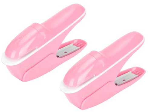 Stapleless Stapler, No Staple Staplers Paper Clinch Staple Free Stapler | Manual Portable Staple-Less Staplers Paper Binding Binder Paperclip Binding Hand Tool, Up to 8 Sheets Binding (Pink-2pcs)
