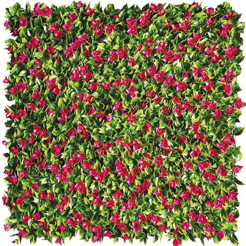 TENAX Divy Panel Bouganville 100x100 cm Vert-Fuchsia, Panneau Modulaire avec Feuilles Artificielles 3D Type Bougainvillier pour Murs, Jardins Verticaux et Décoration Intérieure/Extérieure