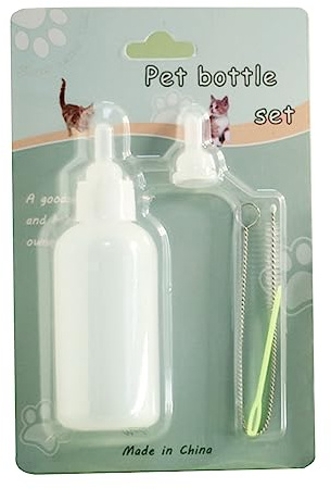 Pet Nursing Bottle Kits 4Pcs Set Silicone Nipple Cleaning Brush 2oz For Milk Feeding Bottles For Newborn Puppy Kitte