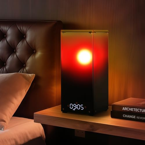 Sonnenuntergang- & Sonnenaufgang-Tischlampe, dimmbare Ambient-Schreibtischlampe mit 6 Weißrausch-Sounds, Touch- & Fernbedienung mit Timer für Schlafzimmer, Wohnzimmer, Home-Office, Bar, Restaurant
