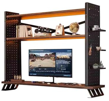 Estantería de Escritorio de 3 Niveles para Ordenador Gran Capacidad de Carga Estanteria Escritorio Sobremesa Ajustable Altura de 92 cm para Oficina