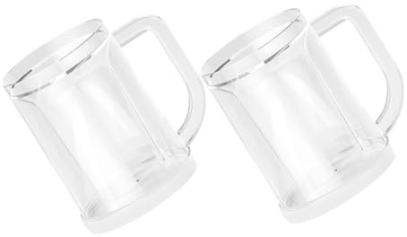 DECOMELODY 2 Piezas Vasos para Cerveza Congelables Doble Pared con Mango Transparente Reutilizables para Bebidas Frías Té Verano Picnic Playa