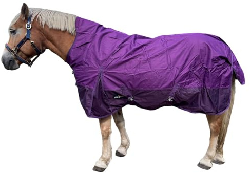 Brama-West - Coperta per esterni, motivo: cavalli Riders King con collo alto e fodera in pile, 600D, impermeabile, viola (125)