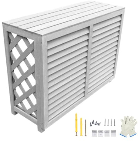 Sichtschutzzaun für den Außenbereich, PVC-Kunststoff, Holzgehäuse für Poolausrüstung, Hinterhof und Terrasse, wetterbeständig, stilvolles weißes Design