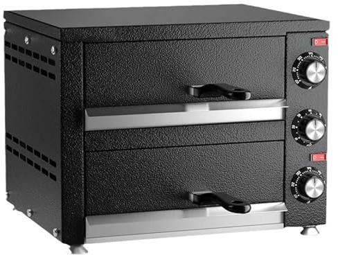 Forno per pizza da banco a 2 ripiani, forno elettrico per pizza da interno, cuoci pizza commerciale in acciaio inox a 2 strati, 12 pollici, per hotel, ristoranti, prodotti da forno fatti in casa
