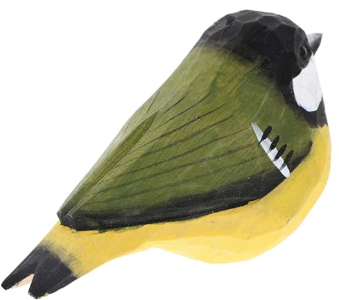 Veemoon Ornement Oiseau Bois Mésange Décoratif Réaliste pour Jardin Intérieur Figurine Naturelle Bois Accessoire de Décoration Maison et Bureau Plusieurs Styles