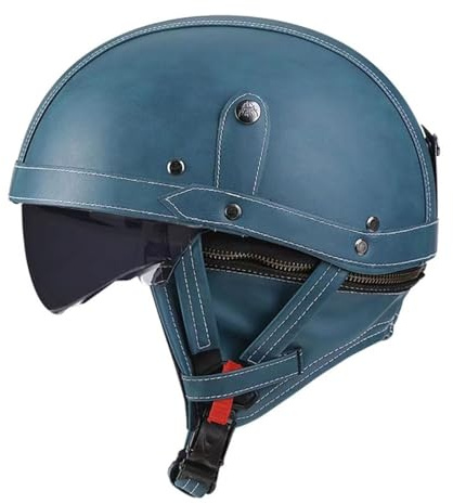 Casco Mezzo Retrò Moto Caschi Jet E Demi-Jet Vintage Certificazione DOTECE Caschi Cromwell Caschi Moto Pelle Aperto Casco Scodella Per Adulti Unisex Fodera Rimovibile N,XL:61-62CM