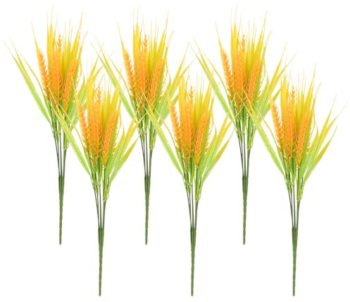 jojofuny Espigas de Trigo Artificiales 6 Piezas Tallos Decorativos de Plástico para Ramos Artesanales Decoración de Otoño para Escritorio y Hogar Espiga de Trigo Falsa para Manualidades