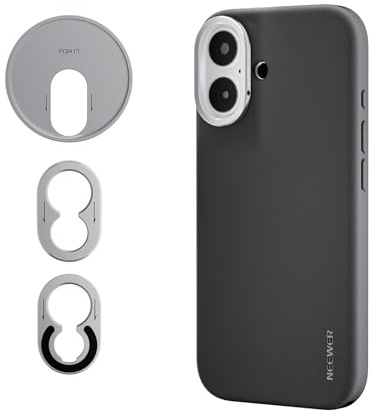NEEWER Phone Case for 17 Only, Modular Protective TPU/PC Phone Cover with 67mm Filter Ring, 17mm Lens Backplate, T Mount Lens Adapter Compatible with Moment MagSafe iPhone 17, PA159 (Black + Silver)