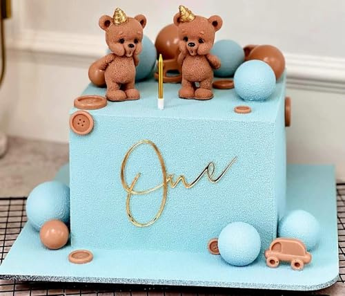 One Birthday Acrylic Cake Charm Topper – First Birthday Number Cake Decoration (Gold Mirror Acryl)