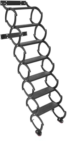 Dachbodenleiter Teleskopleiter Klapptreppe Ziehharmonika Loft Leitern, Dachleiter Raumspartreppe Scherentreppe aus Hochmanganstahl, Ideal für Tiny Dachboden Räume, Tragkraft 200 kg (Schwarz, 8)