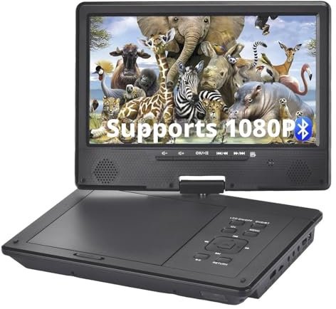 Lettore DVD, Lettore CD portatile Bluetooth da 12 pollici Lettore CD a pieno formato for uso domestico e in auto