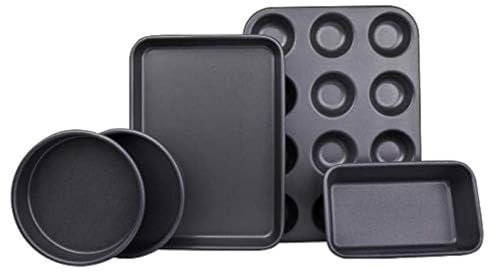 Ariana Homeware® 5-Piece Bakeware Set Baking Equipment- with Muffin Tray, Oven Tray, Cake Pan, Loaf Pan & Spring Form Cake Tin