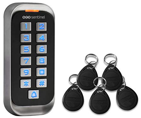SCS Sentinel - AAA0037 - Clavier avec 5 Badges - Verrou Filaire Jusqu'à 2000 Utilisateurs - pour Serrure Électrique et Automatisme de Portail - CodeAccess RFID