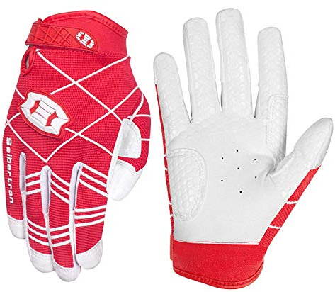 Seibertron B-A-R PRO 2.0 signatur baseball/softball Batting handskar super grepp finger passar för ungdomar Youth Size-Red Youth M
