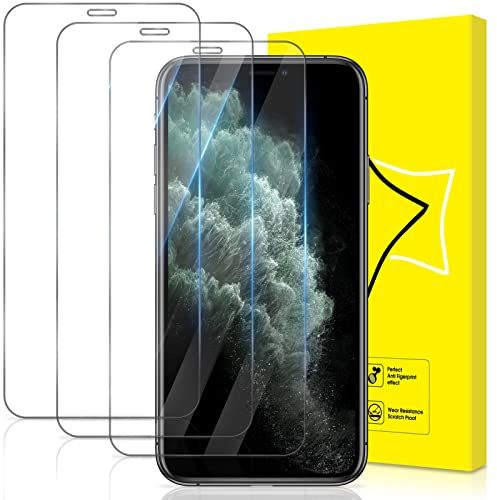 GiiYoon-3 Piezas Protector de Pantalla para iPhone 11 Pro/iPhone X/Xs Cristal Templado,[Sin Burbujas] [Alta Definicion] [9H Dureza] Vidrio Templado HD Protector Pantalla para iPhone (5.8)