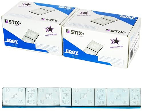 Stix 200 Bandes Poids Adhésifs Edgy Slim Masses d’Équilibrage 60g (4x5g + 4x10g) Acier Zingué 3,5 mm avec Ruban Large pour Jantes Aluminium Voitures SUV 12KG