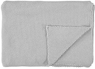 Marc O Polo Strick Dekokissen Plaid Nordic Knit Silver Plaid 130x170 cm