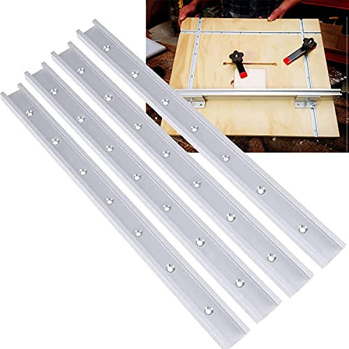 Nisorpa 4Pcs T Track, 1200mm Aluminium Alloy Straight Edge Clamping Tool Straight Edge Guide 30 Type T-Track Jig Fixture Slot T-Rail Slider Miter Track Jig for Table Saw Woodworking Tool