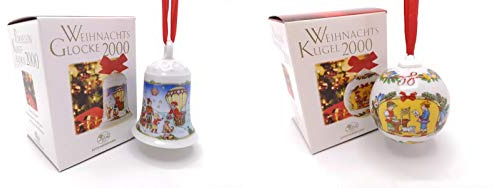 Hutschenreuther Porzellanglocke & Porzellankugel 2000 OVP - Weihnachtsglocke Weihnachtskugel