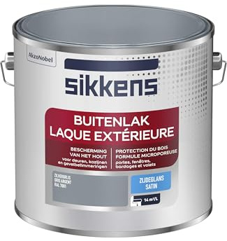 Sikkens - Peinture Laque Extérieure Bois et Fer - Finition tendue, sous-couche intégrée, facile à appliquer - Satin Gris Argent 2,5 L
