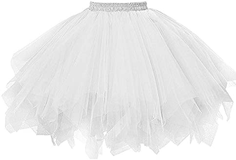 PAIDAXING Jupe Tutu Vintage à Bulles pour Femme - Tutu de Danse Ballet Années 50 Bouffant pour Adulte - Mini Crinoline Blanche, Taille Unique