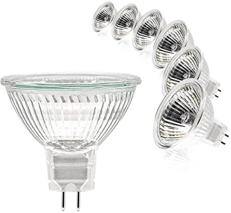 Simusi MR16 Halogen Leuchtmittel, Halogen 12V 35W MR16, GU5.3 Halogen 35W Deckenglühbirnen 2 Pin dimmbar, Halogen Spot Glühbirnen, Halogen Reflektor 2700K Warmweiß, 6er Pack