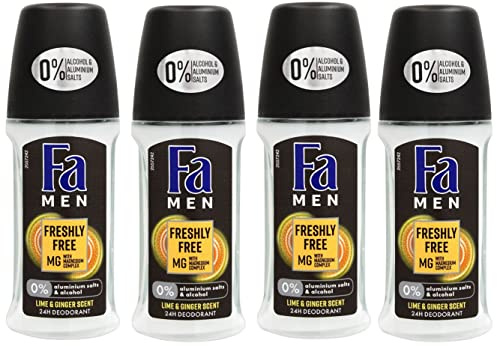 Fa Deodorant 1.7 Ounce Roll-on, Men & Women, 50ml - 4 Pack (Lime Ginger)