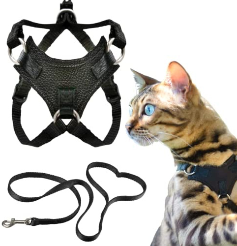 Houdini™ Katzengeschirr und Leine, aus veganem Leder, ausbruchsicher, von OutdoorBengal for Walking Kittens (S)