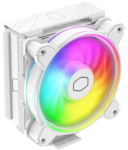 Cooler Master Hyper 212 Halo White CPU-Luftkühler, MF120 Halo² Lüfter, Dual Loop ARGB, Aluminium-Oberabdeckung, 4 Kupfer-Heatpipes, 154 mm (H), Intel LGA1700/1200, Weiss/opulenter Garten