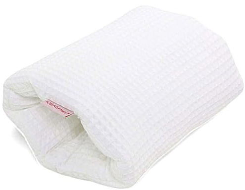 HOBEA-Germany Ministillkissen für unterwegs, Modell: Waffelmuster weiß | OEKO-TEX® STANDARD 100 zertifiziert, IGR zertifiziert (ergonomisches Produkt) Stillmuff Reisestillkissen Armstillkissen