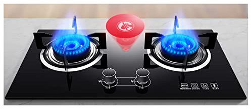 Gas Stove Cooktop 2 Burners,Tempered Glass Built-in Gas Hob LPG/NG Dual Fuel Easy to Clean for RVs, 4.8KW Double Burner (Size : LPG)
